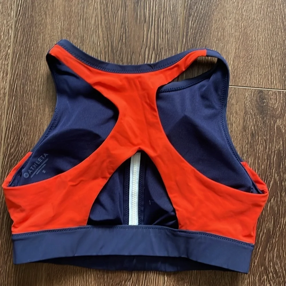 ATHLETA Colorblock Mid-Rise Swim Top S
